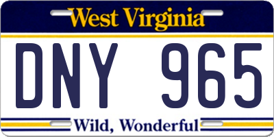 WV license plate DNY965