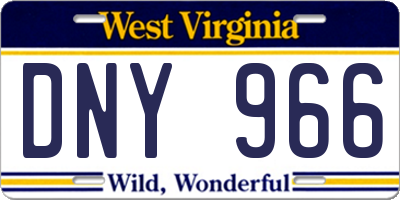 WV license plate DNY966