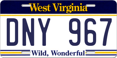 WV license plate DNY967