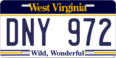 WV license plate DNY972