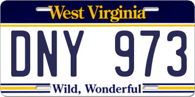 WV license plate DNY973
