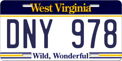 WV license plate DNY978