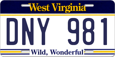 WV license plate DNY981