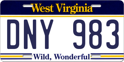 WV license plate DNY983