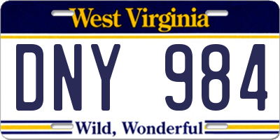WV license plate DNY984