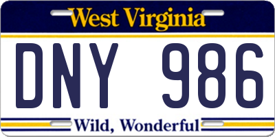 WV license plate DNY986