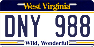 WV license plate DNY988