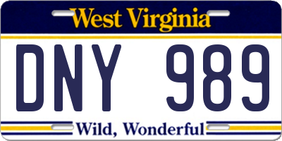 WV license plate DNY989