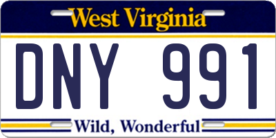 WV license plate DNY991