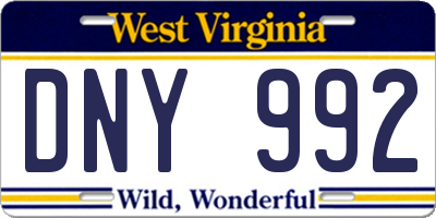 WV license plate DNY992