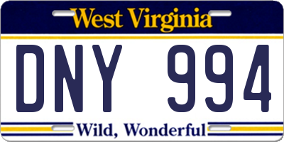 WV license plate DNY994