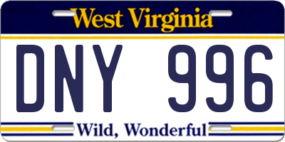 WV license plate DNY996