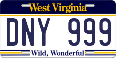 WV license plate DNY999