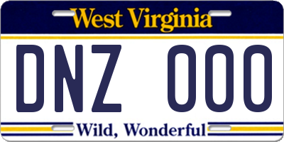 WV license plate DNZ000