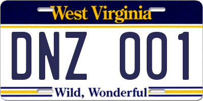 WV license plate DNZ001
