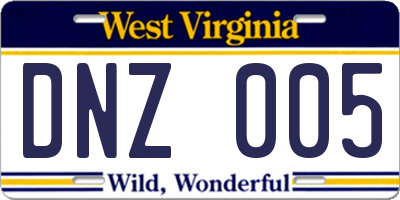 WV license plate DNZ005