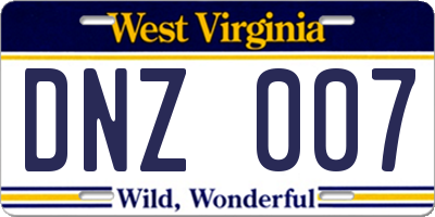 WV license plate DNZ007