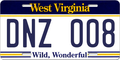 WV license plate DNZ008