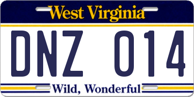 WV license plate DNZ014