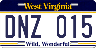 WV license plate DNZ015