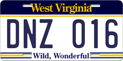 WV license plate DNZ016