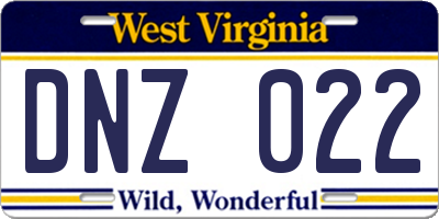 WV license plate DNZ022