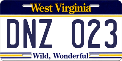 WV license plate DNZ023