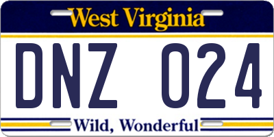 WV license plate DNZ024