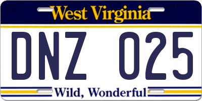 WV license plate DNZ025