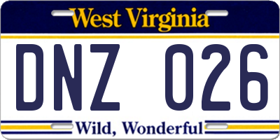 WV license plate DNZ026