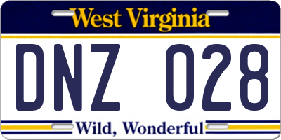 WV license plate DNZ028