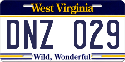 WV license plate DNZ029