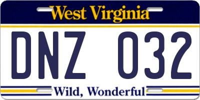 WV license plate DNZ032