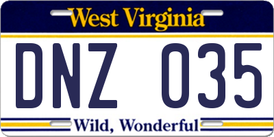 WV license plate DNZ035