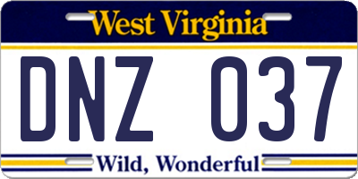 WV license plate DNZ037