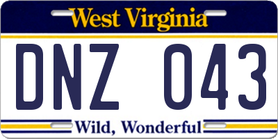 WV license plate DNZ043