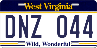 WV license plate DNZ044
