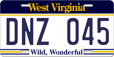 WV license plate DNZ045