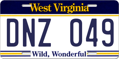 WV license plate DNZ049