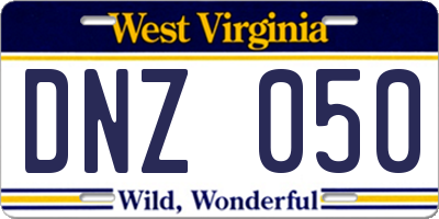 WV license plate DNZ050