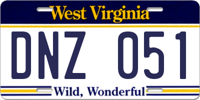 WV license plate DNZ051