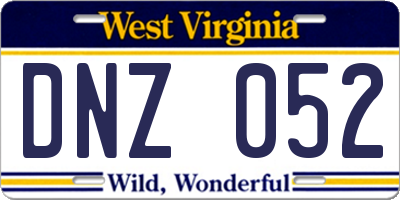 WV license plate DNZ052