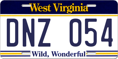 WV license plate DNZ054
