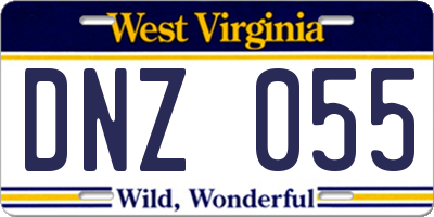 WV license plate DNZ055