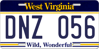 WV license plate DNZ056