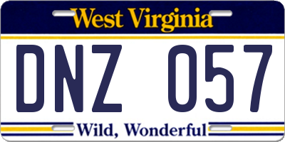 WV license plate DNZ057