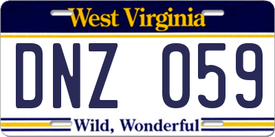 WV license plate DNZ059