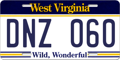 WV license plate DNZ060