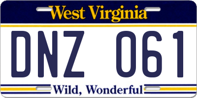 WV license plate DNZ061