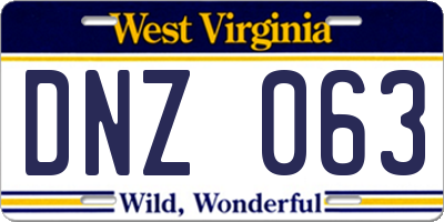 WV license plate DNZ063